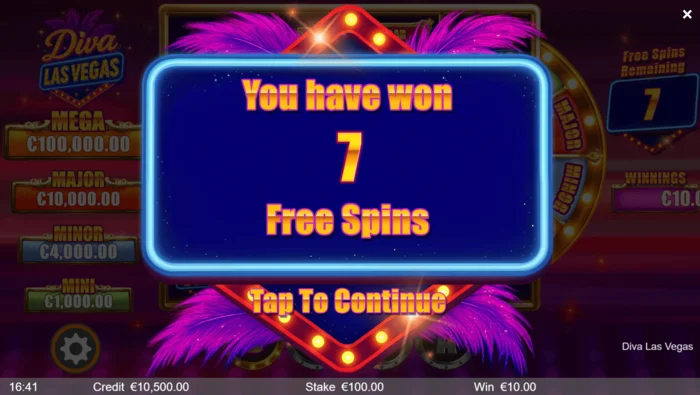Diva Las Vegas - ბონუს Free Spins-ის გაშვება